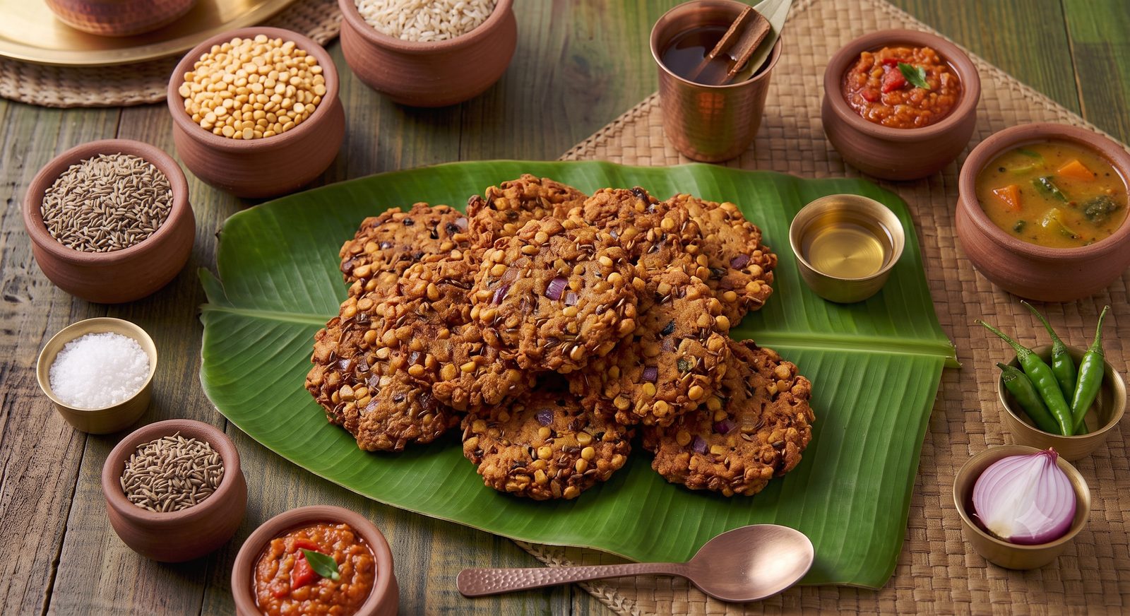 Photo of ama vadai served on a banana leaf
