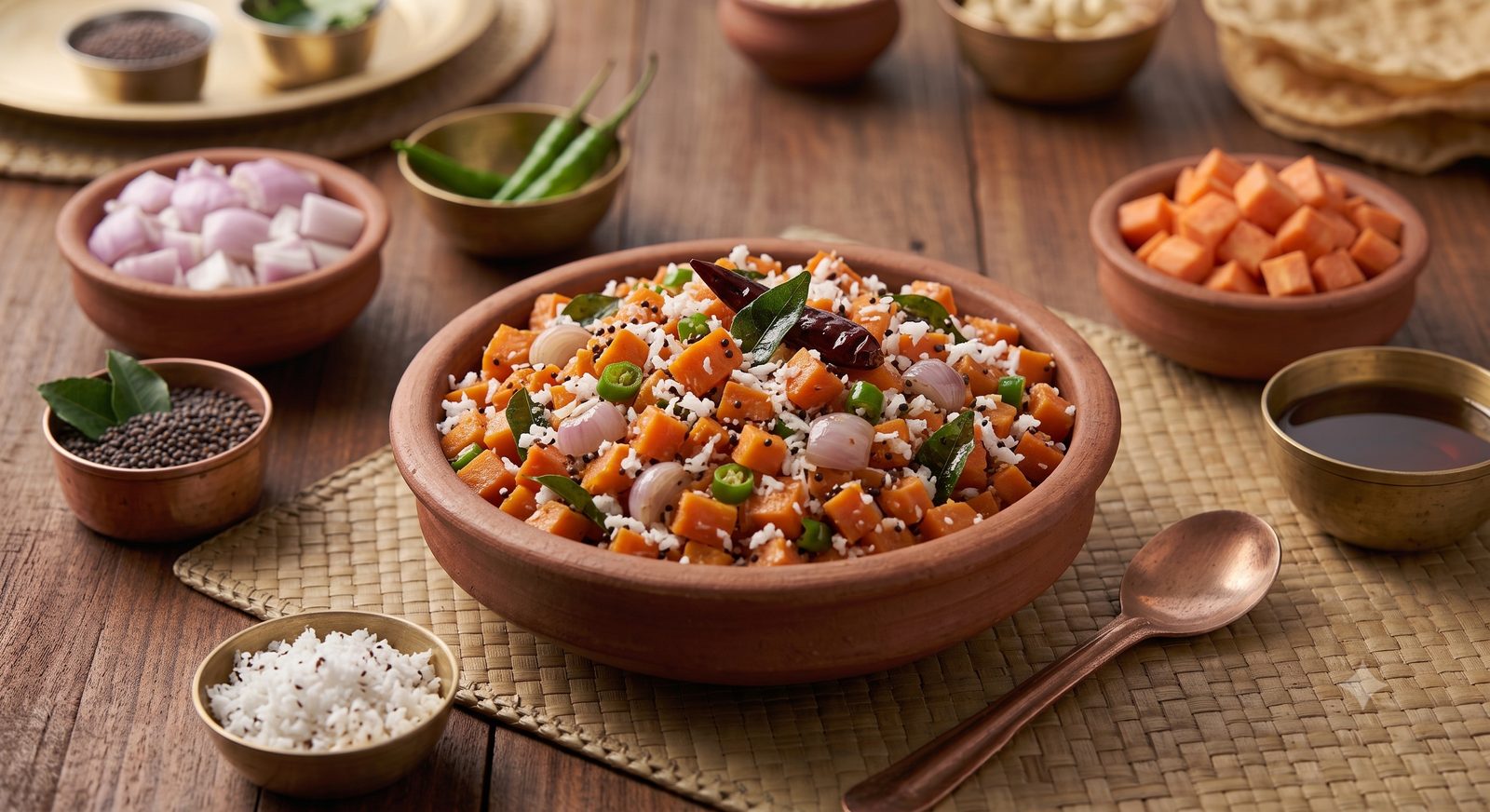 Photo of carrot stir-fry served in a clay bowl