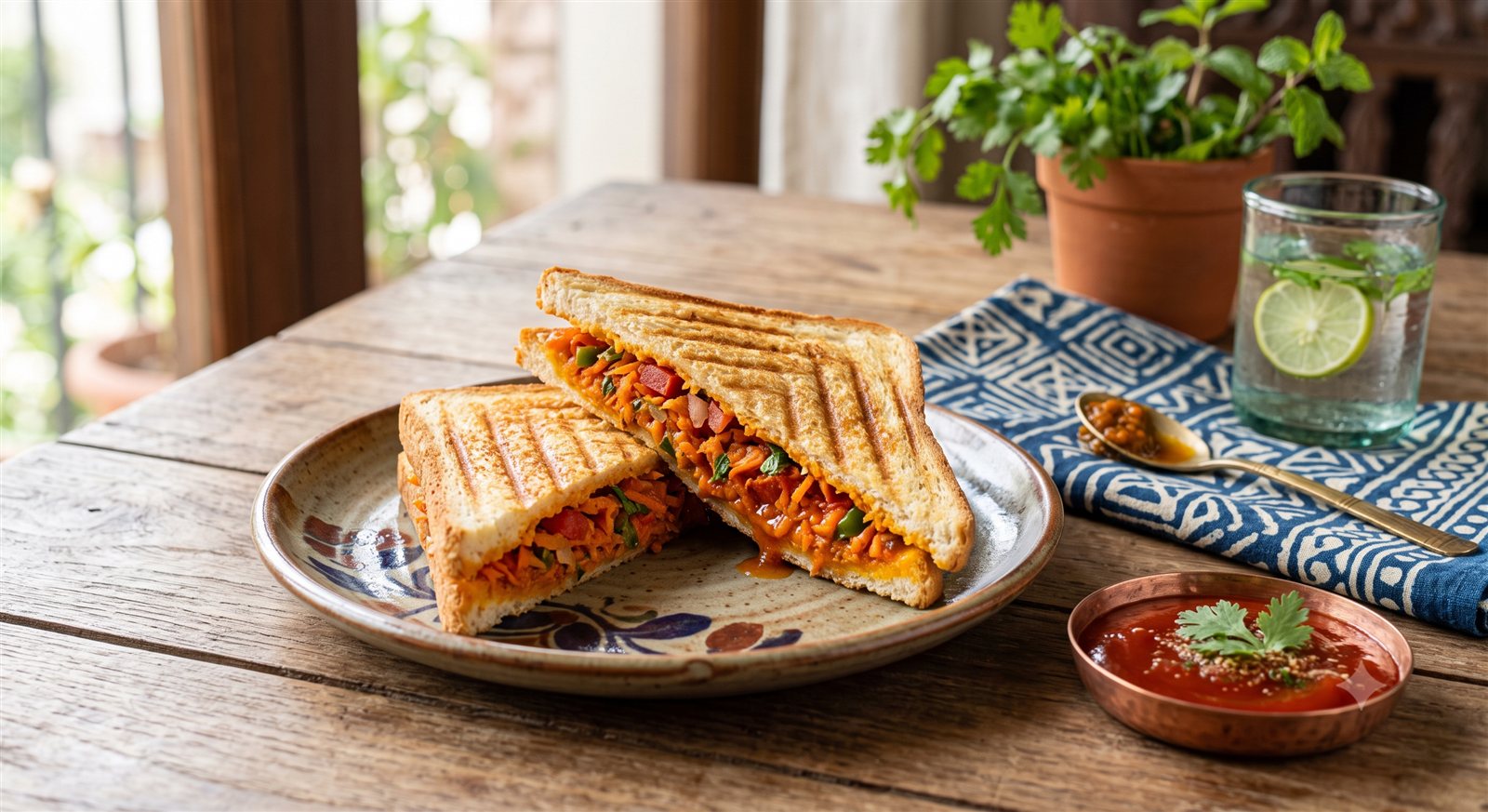 Photo of Carrot Sandwich cut in half showing the carrot filling