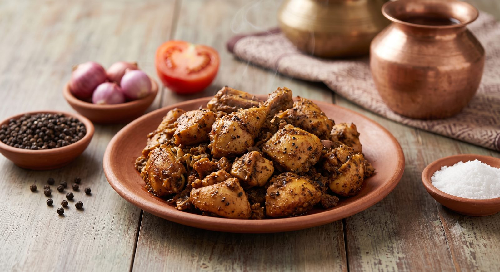 Photo of chicken pepper fry served on a plate