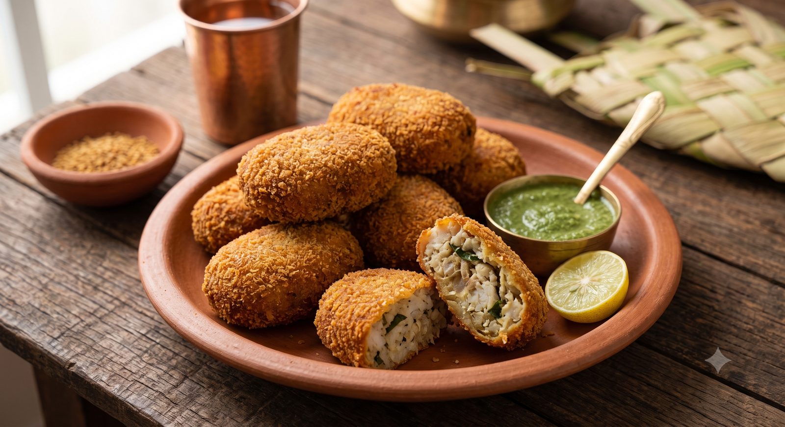 Photo of fish cutlet served with chutney