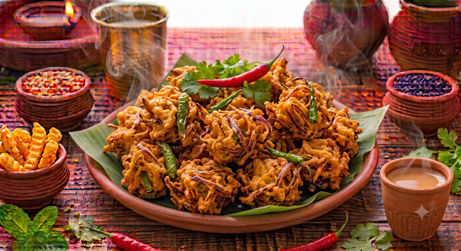 Photo of Garam Pakodas served with tea
