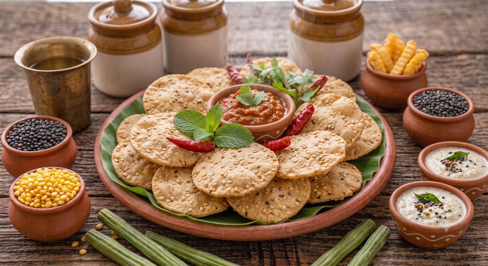 Photo of Gherugu Vadai with a sesame-speckled crisp surface