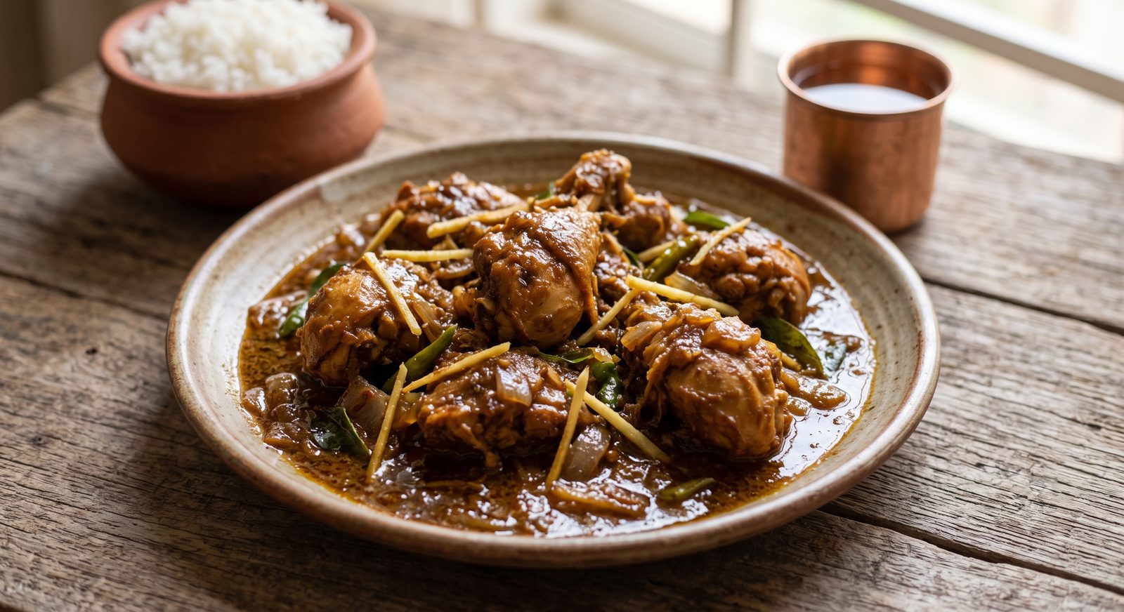 Photo of ginger chicken served on a plate