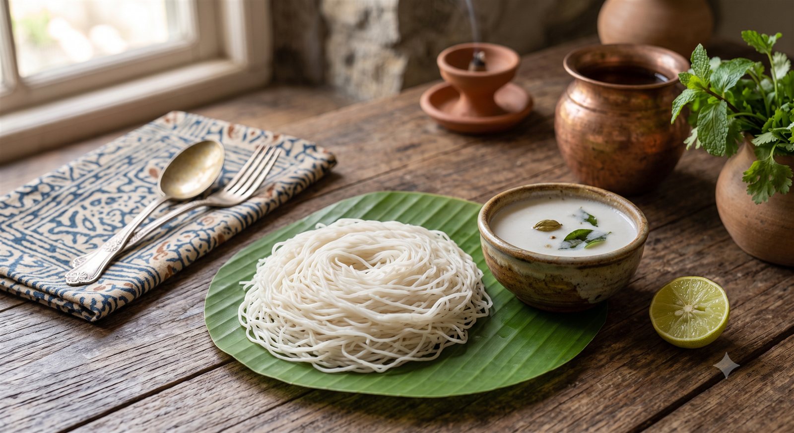 Photo of Idiyappam (String Hoppers) served with coconut milk