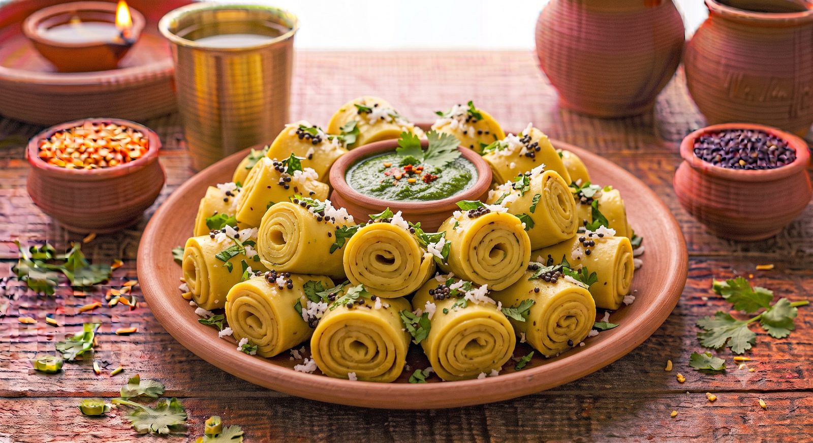Photo of Khandvi served on a plate