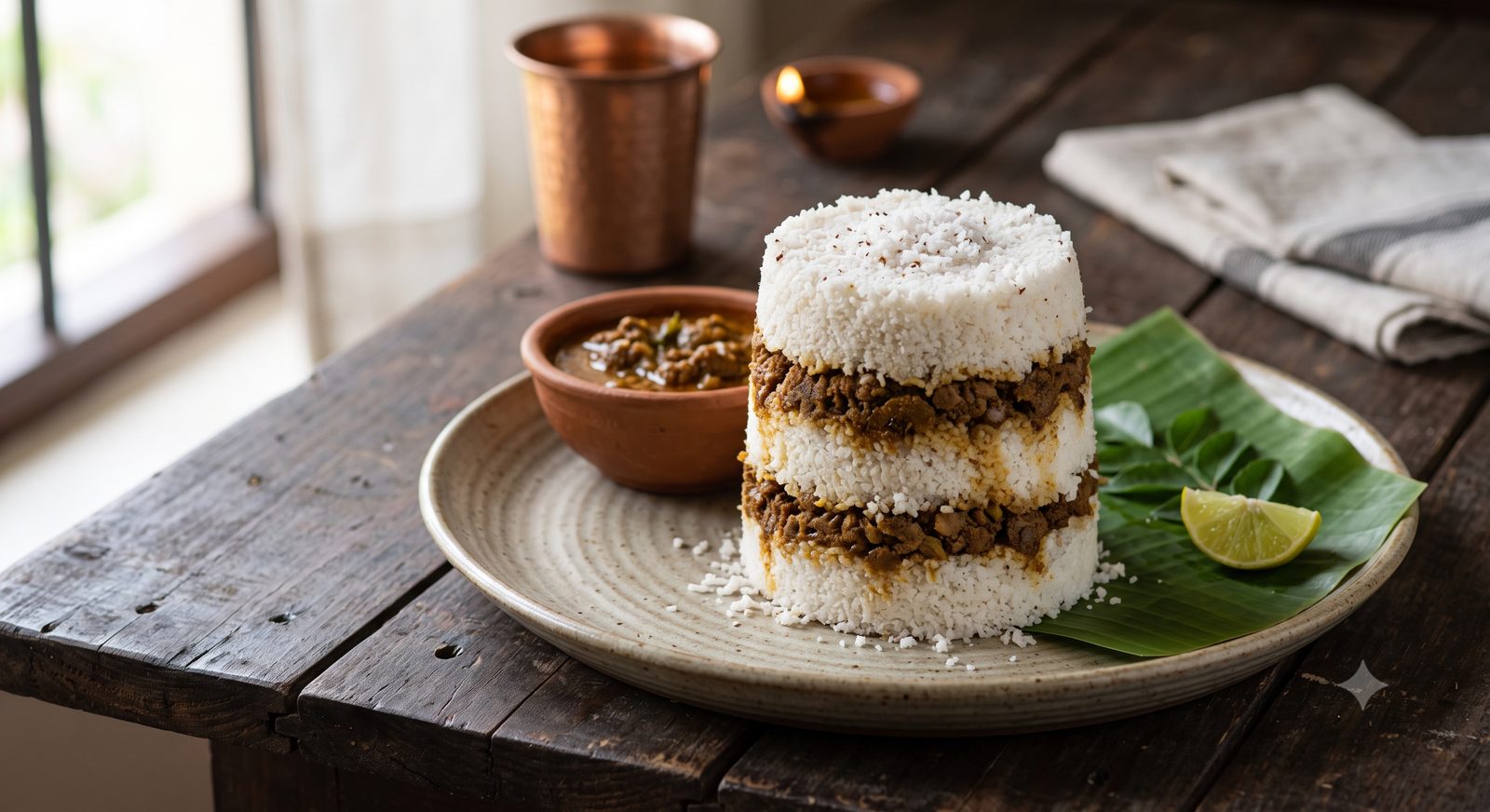 Photo of kheema puttu served on a plate