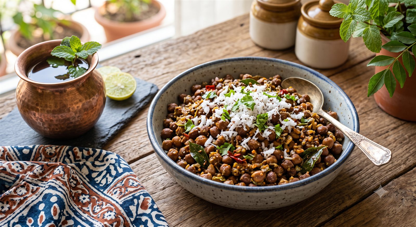 Photo of Masala Sundal garnished with grated coconut