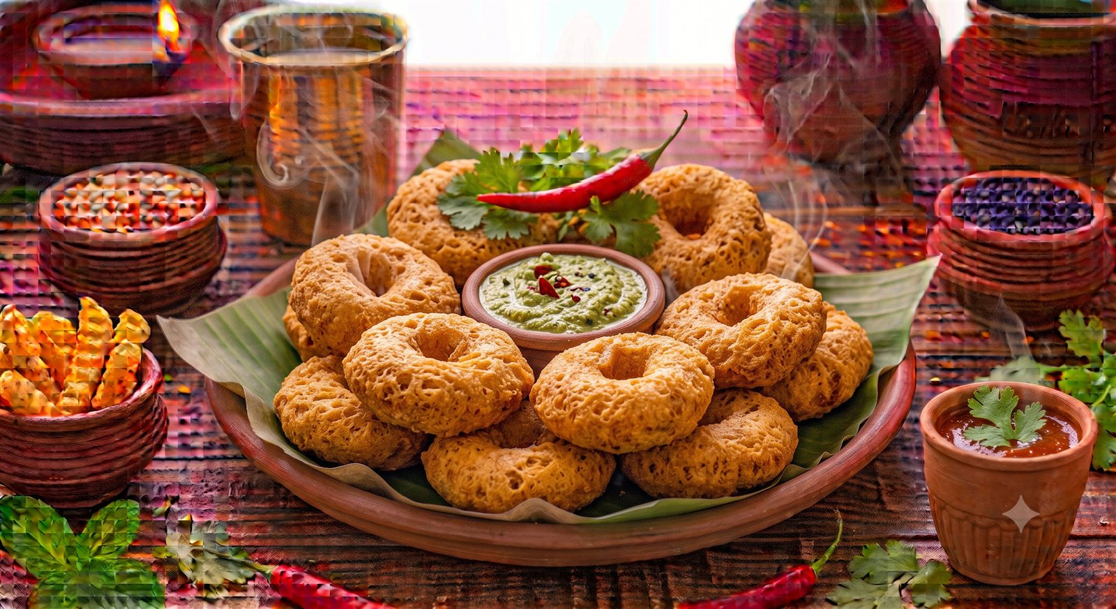 Photo of Medu Vadai served with sambar and coconut chutney