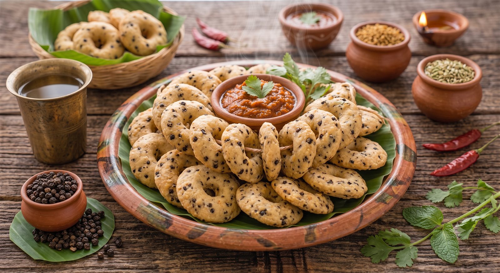 Photo of Milagu Vadai with visible cracked pepper flecks