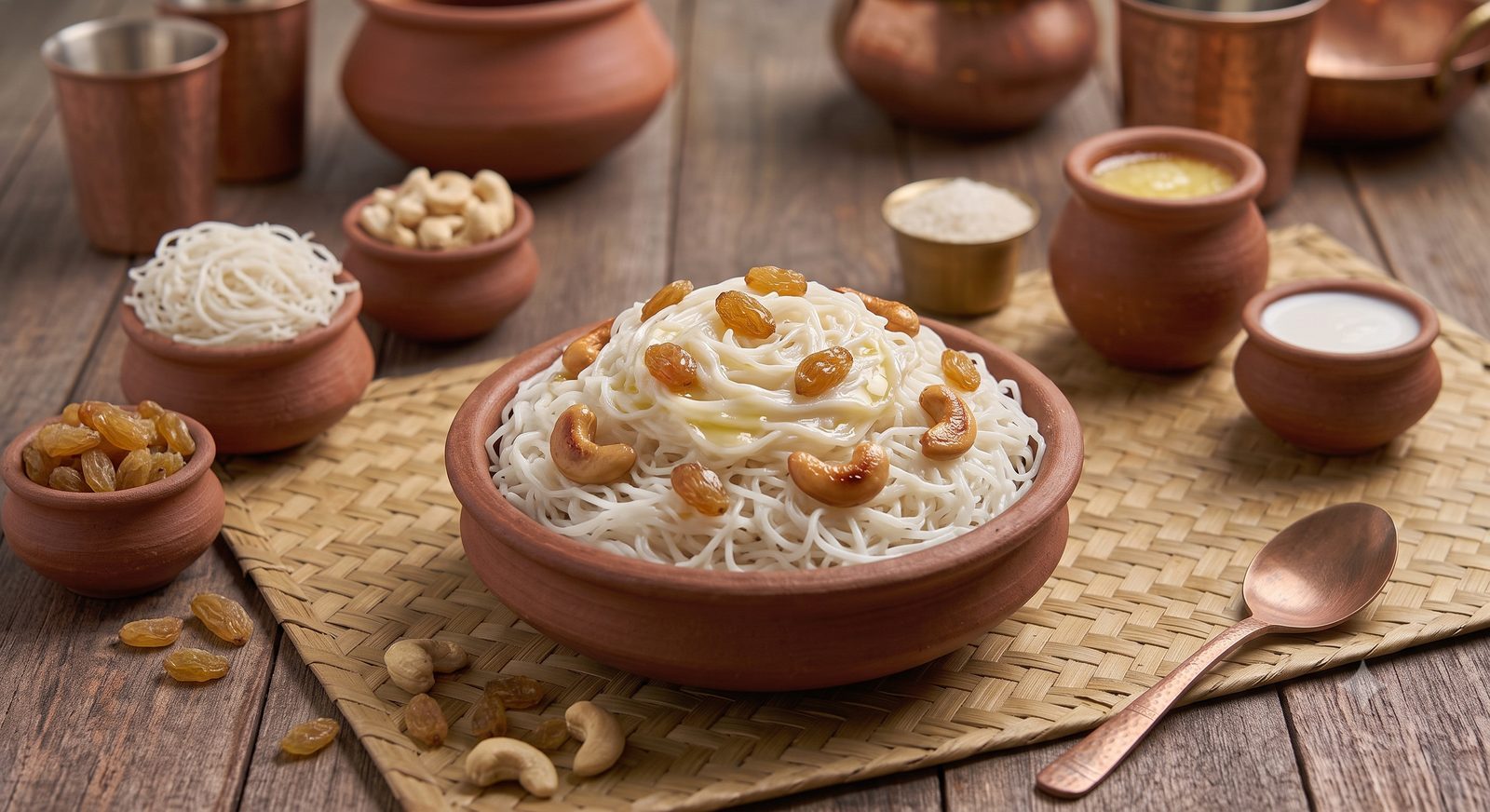 Photo of milk sevai served in a clay bowl