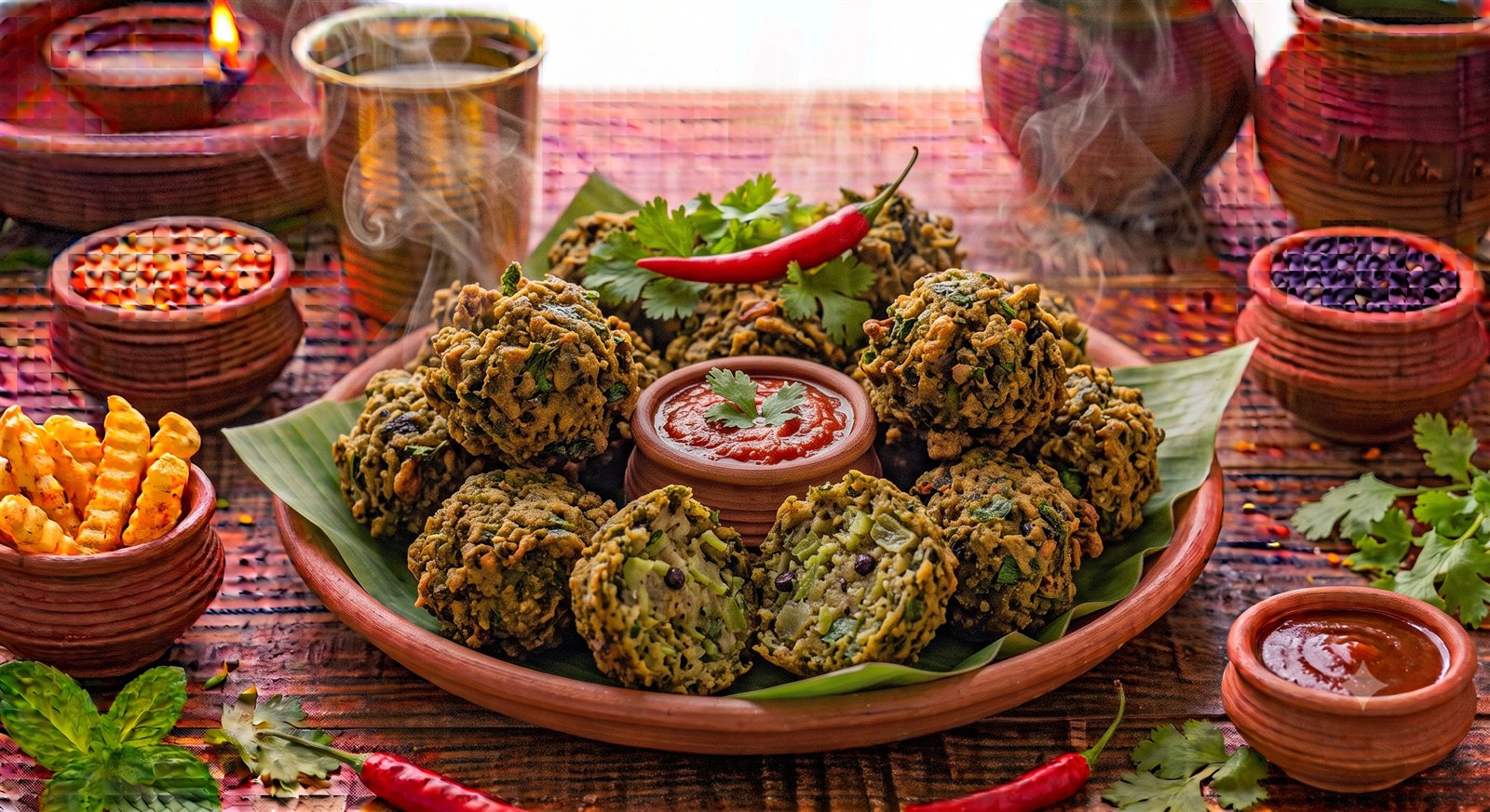 Photo of Mint Pakodas served on a plate