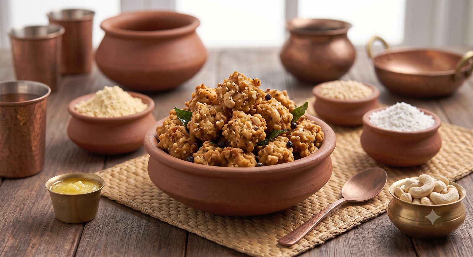 Photo of pakoda served in a clay bowl
