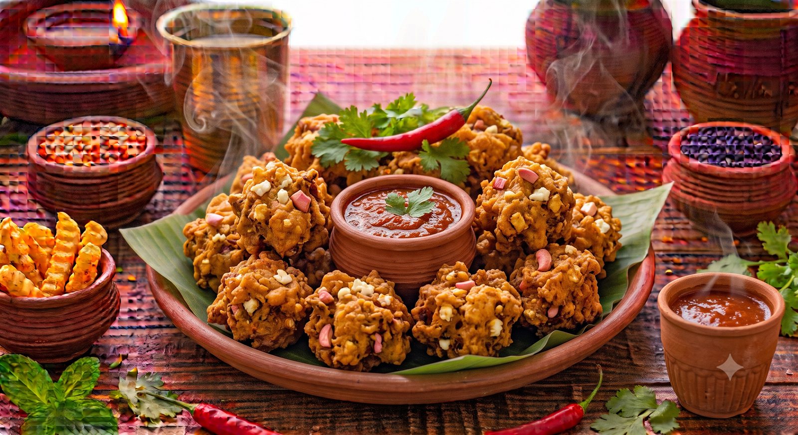 Photo of Paneer Pakodas garnished with mint