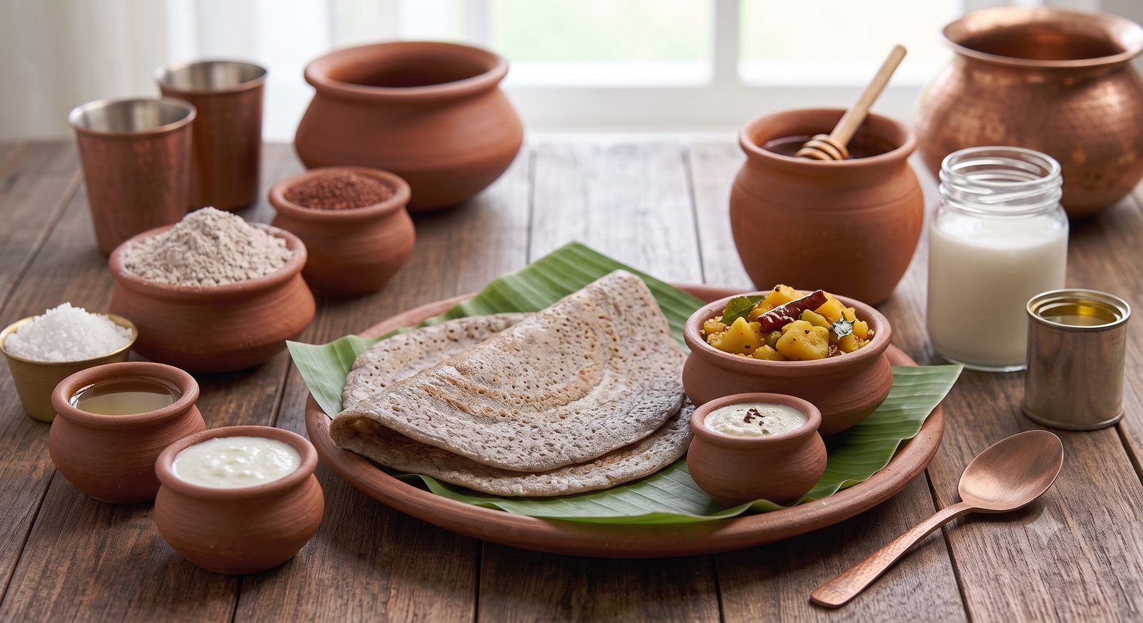 Photo of ragi dosa served with chutney