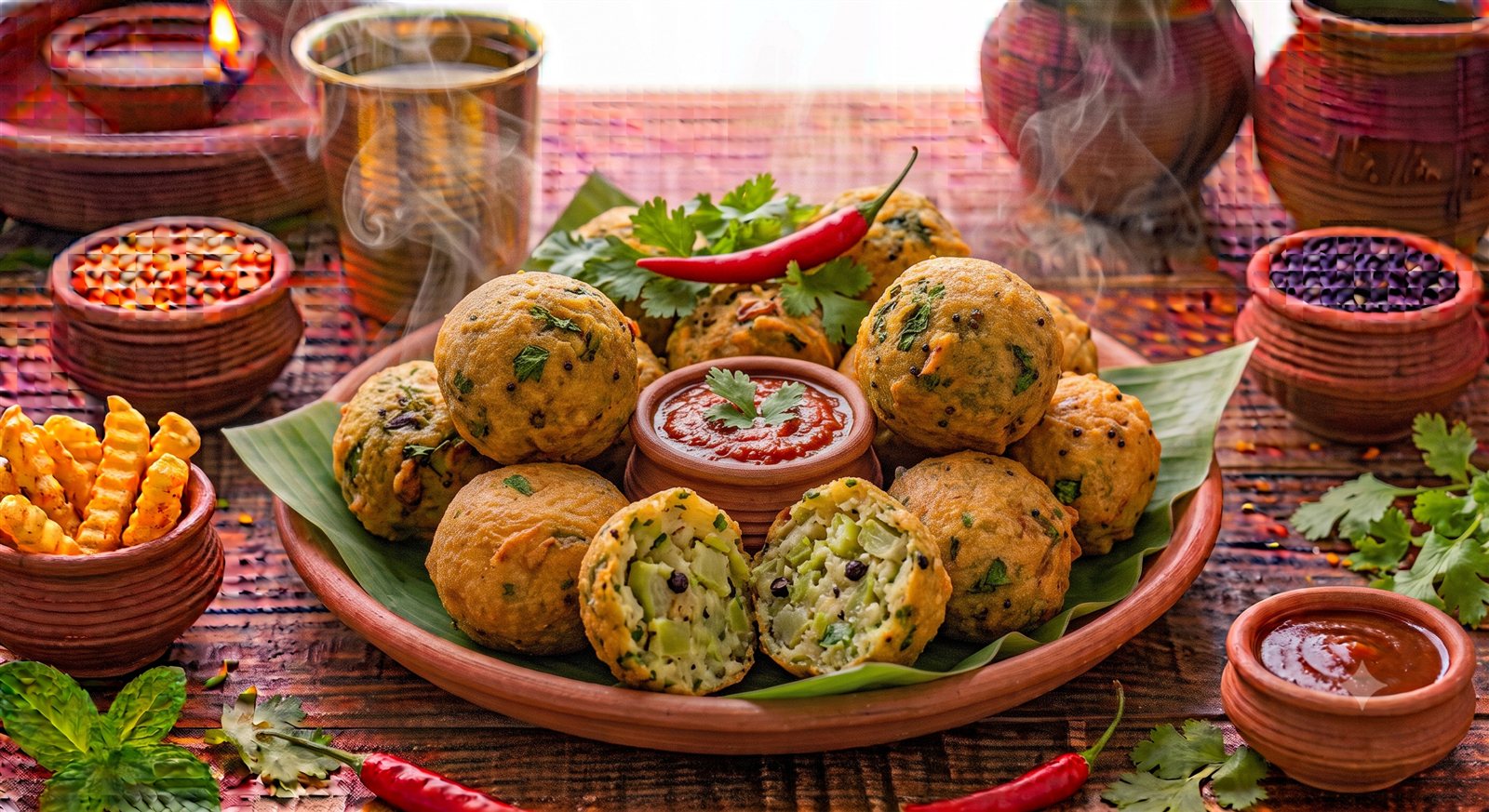 Photo of Ridge Gourd Dumplings served hot with tomato sauce