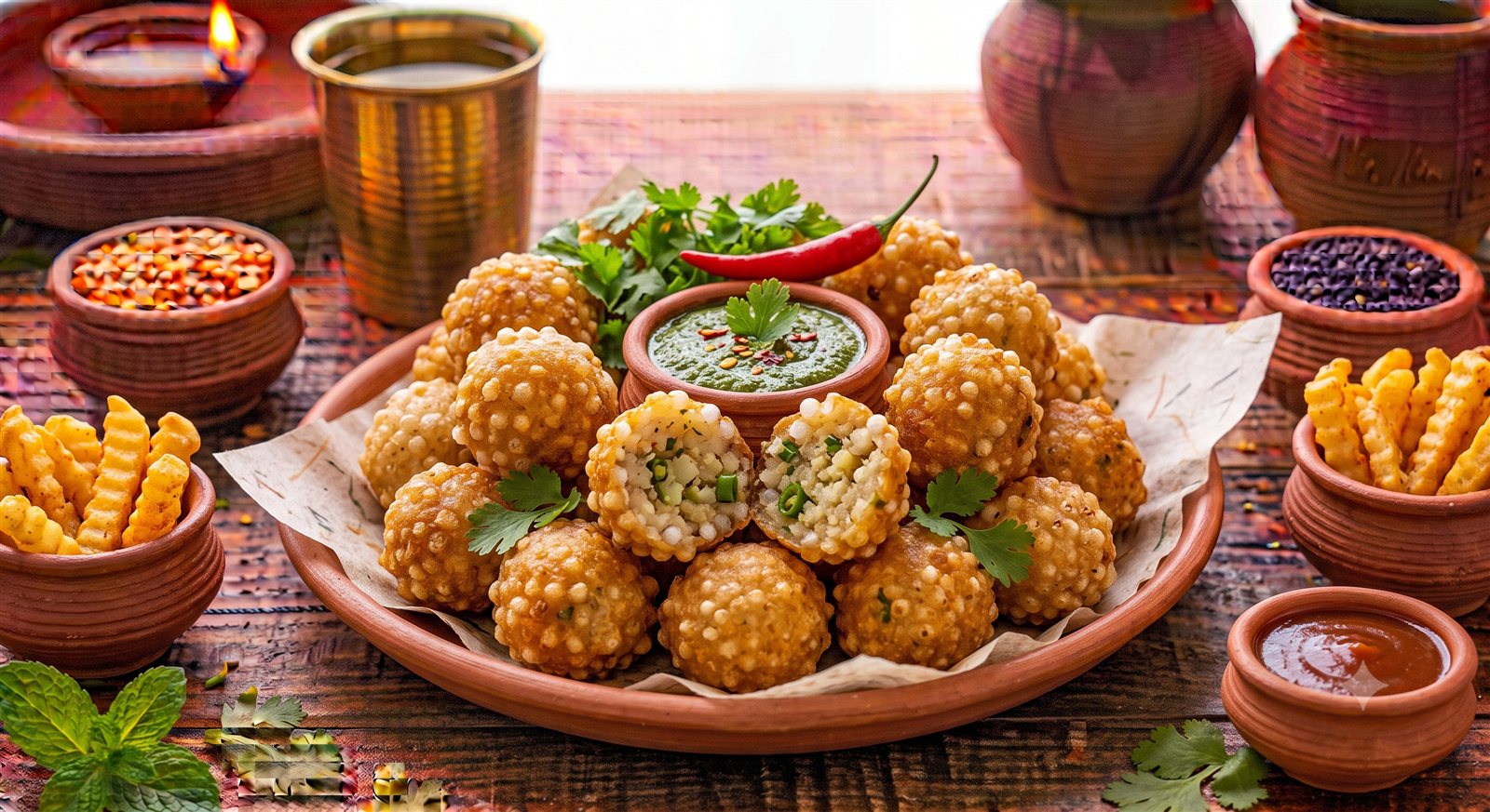 Photo of Sago Bonda served with green chutney