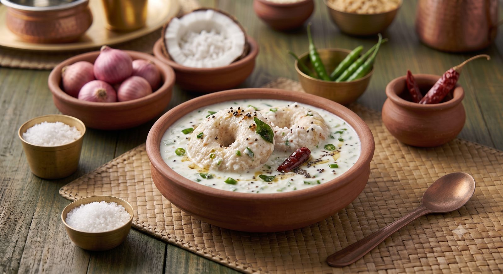 Photo of curd vada served in a clay bowl