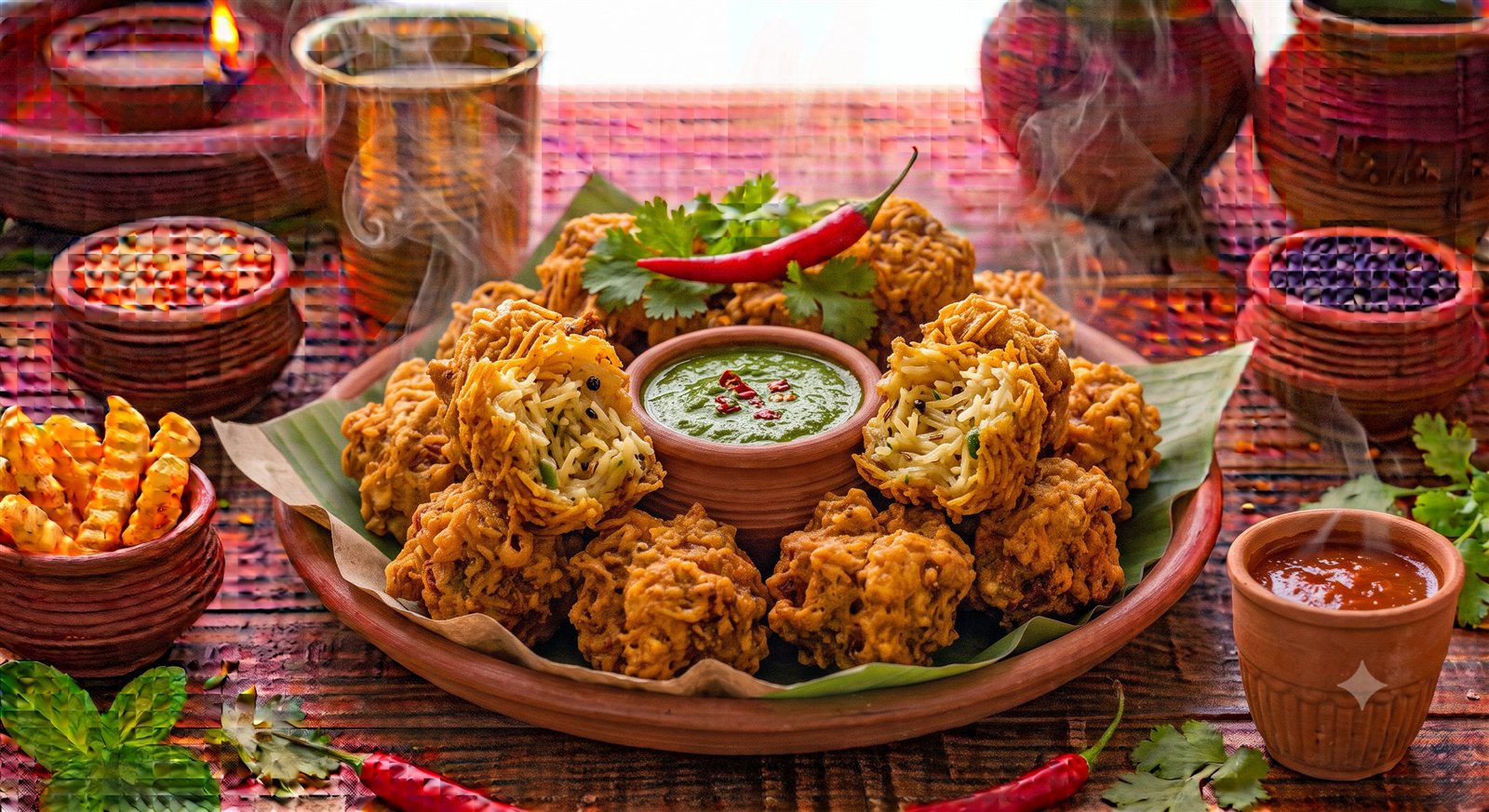 Photo of Vermicelli Pakodas served with mint chutney